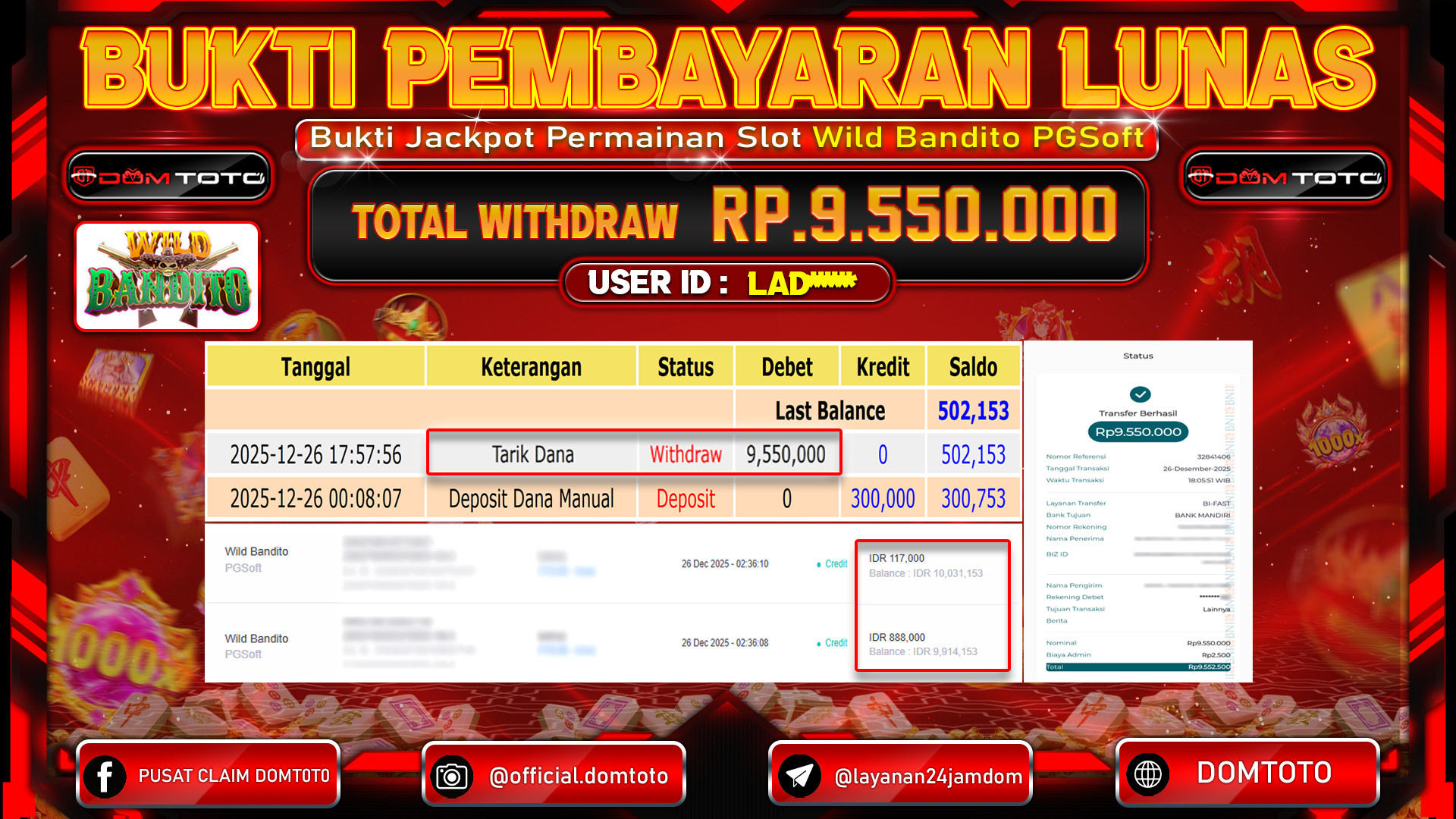 JACKPOT SLOT Wild Bandito PGSoft 26 DECEMBER 2025